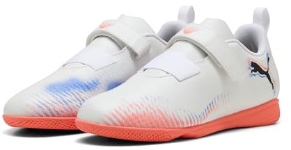 PUMA Future 8 Play V It Jr, Zapatillas de fútbol, Blanco Negro Rojo Brillante, 31 EU