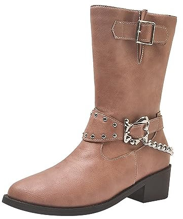 Stivali da equitazione da cowboy occidentali da uomo, stivali larghi al polpaccio scarpe Fastion stivali da moto larghi polpaccio stivali da donna taglia 12, Giallo, 43 EU