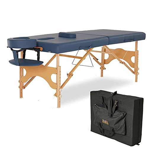 Klappbare Massageliege mit Tragetasche, leicht, 2 Abschnitte, Spa-Bett, 250 kg Kapazität, einfacher Aufbau, höhenverstellbar (58 - 81 cm), tragbar und praktisch