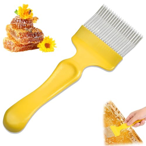 SGERUFZ 1 Pcs Edelstahl Entdeckelungsgabel Imkereiausrüstung Zubehör für Honigkamm Bienenzucht Werkzeug mit 21 Zinken