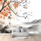 Papier Peint Panoramique Oiseau De Branche De Feuilles D'Automne 500x280 cm Papier Peint Photo Mural Intissé, Poster Tapisserie Mural Personnalisé 3D Pour Salon Chambre Décoration Murale