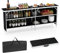 COSTWAY 110cm/206cm Folding Camping Table, Aluminum Portable Picnic Table with 2-Tier Open Shelves, MDF Tabletop and Carrying Bag, Camping Cupboard for Outdoor Hiking BBQ (Black, 206 x 38 x 83cm)