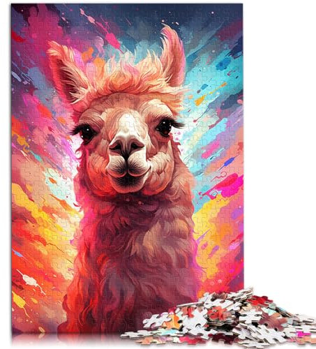 Puzzles für Erwachsene, Farbmalerei, Alpaka, 1000-teiliges Puzzle für Erwachsene und Kinder, 14,96 x 20,47 Zoll, Kartonpuzzles, Spiele für Erwachsene