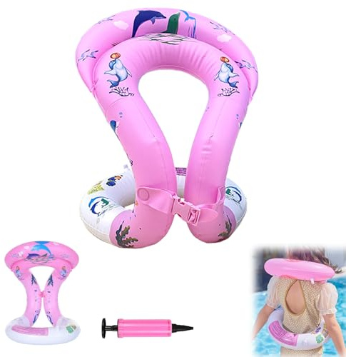Gxlaihly Gilet da nuoto gonfiabile,Gilet da piscina galleggiante,Gilet da Nuoto,Gilet Piscina Galleggiante con fibbia di sicurezza regolabile,con 1 pompa d'aria manuale,Accessori Piscina (Rosa, L)