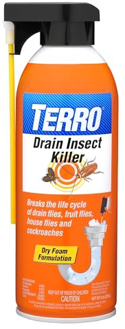 TERRO T590 Drain Insect Killer Foam 1-Pack - Indoor Infestation Treatment for Cockroaches, Drain Flies, House and Fruit Flies with Extension Tube Application