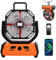 Ventilador de camping con 20000mAh y luz LED, ventilador USB silencioso con mando a distancia, 4 velocidades, temporizador, oscilante, portátil para tiendas, cortes de luz, exteriores (Naranja)