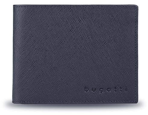 Bugatti Lima Geldbörse aus Leder Saffiano-Art, Portemonnaie mit RFID-Schutz, schwarz