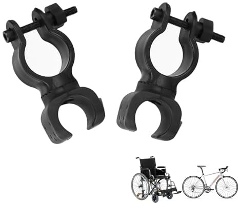 2 Stück Stockhalter für Rollator,Stockhalterung,Krückenhalter für Rollstuhl,Universelles Krücken Zubehör,Krückenständer 360 Grad Drehung,Halterung für Rollstuhlkrücken,Mobilitätsroller,Drive,Walker