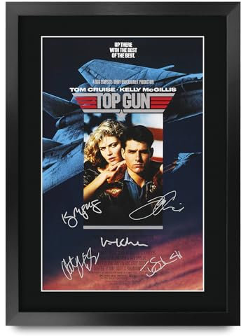 HWC Trading Top Gun 1986 Tom Cruise Geschenke Geduckter Poster Signiertes Autogramm Foto für Fans von Film Memorabilien - A3 Gerahmt