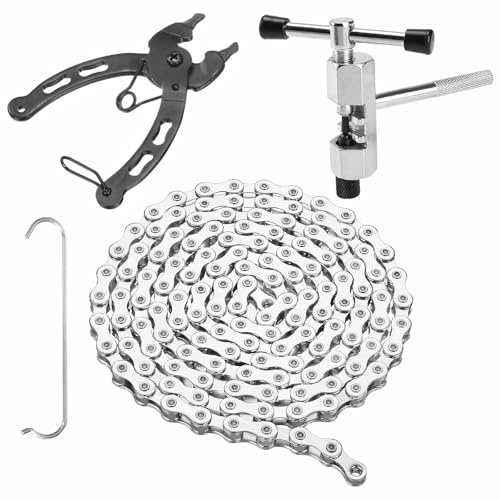Tkxjry Glieder Fahrradketten Werkzeug Set,6/7/8 Fach Fahrrad Kette mit Fahrradgliedzange,Fahrradkette mit Kettenbrecher,1/2x3/32 Inch 116 Glieder,Fahrradketten Edelstahl Werkzeug,für Mountainbike usw