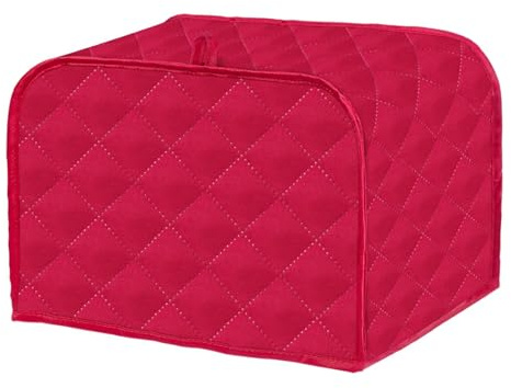 Toaster Dust Cover, Washable Polyester Padded Dustproof Toaster Cover for Most Standard 2 4 Slice Toasters (S,Red)