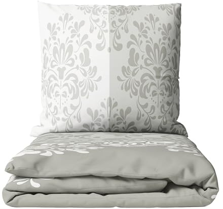 Leonado Vicenti Biber Bettwäsche 240x220 cm + 2X(80x80 cm) Doppelbett Ornamente Beige Taupe Kuschelig Warm Reißverschluss Pflegeleicht Winterbettwäsche (240 x 220 cm)