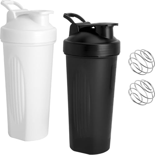 2PCS Protein Shaker 600ML Eiweiß Shake Becher Mit Kugel, ML Anzeige | Auslaufsicher Eiweiss Schüttelbecher Proteinshaker Gym Fitness Flasche Eiweißshaker Shakebecher Cremige Proteinpulver Whey, C