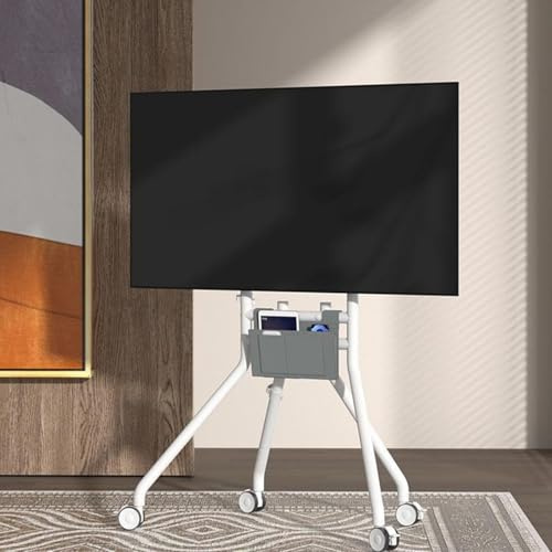 YUZDNM LCD TV Frame Floor Stand - TV Hanger - Mobile TVs Cart with Wheels for 50-100 Inch Flat and Curved Screen LED OLED TVs(White)
