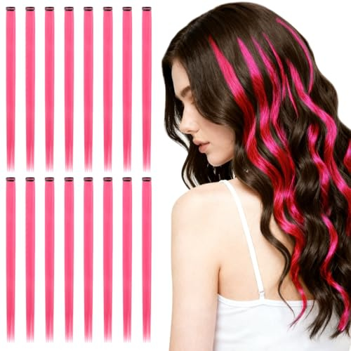 AOOSA 16 Pcs Extensions de Cheveux Clip, 55cm Mèches de Cheveux à Clipser