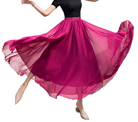 Biilyli Gonna Lunga Donna Elegante Chiffon Vita Alta Linea ad A Vita Elastica Maxi Gonne Boho Svasata Skirt Estate Spiaggia Danza Festival
