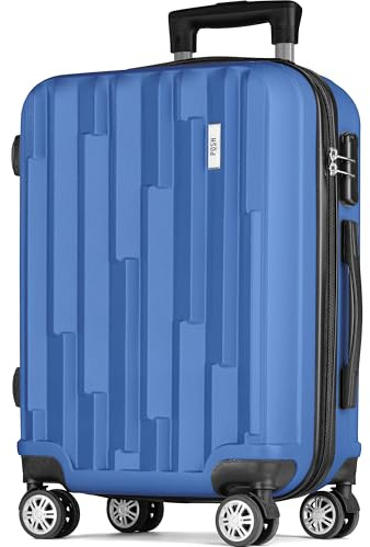 POSH Maleta rígida grande de plástico ABS – Maleta de viaje con cerradura de combinación – Ruedas de marcha suave 360° – para viajes cortos y viajes largos, azul, tamaño XL, Carro de equipaje de mano