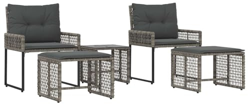 vidaXL Gartenmöbel-Set mit Kissen 5 pcs Grau, Langlebiges, rustikales Gartenmöbelset, stylische Lounge, wetterfeste Sitzgruppe für den Außenbereich