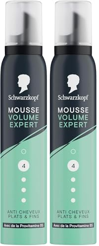 SCHWARZKOPF, Mousse Volume Aérien, Anti cheveux plats et fins, Formule avec de la provitamine B5, Végane, Sans silicone, Fixation Forte, Tenue longue durée, Volume et souplesse, 200ml (Lot de 2)