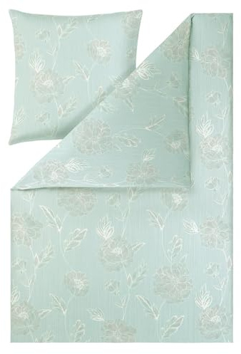 ESTELLA Bettwäsche Edessa | eisblau | 135x200 cm + 80x80 cm | bügelfreie Qualität | pflegeleicht & trocknerfest | ideale Vier-Jahreszeiten-Garnitur | 100% Baumwolle