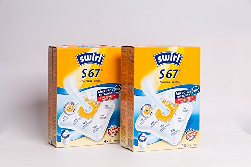2 Pakete Swirl Staubsaugerbeutel S67/S 67 AirSpace für Siemens/Bosch Staubsauger Typ: G