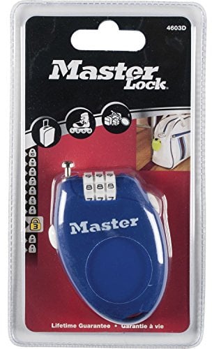 Masterlock Retractable and Resettable Cable Lock - Black, 70 x 2 mm