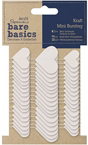 Papermania Bare Basics Kraft Mini Herzen Wimpelkette, weiß