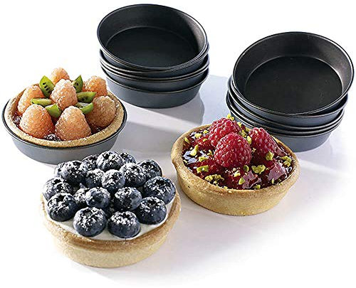 Matfer Bourgeat Steel Exopan Non-stick Tart / Cake Pan, 3.5, 12PK 331737