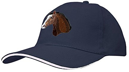 Baseballcap mit Einstickung - Pferd Pferdekopf weiße Plesse - versch. Farben 69250 Farbe Navy