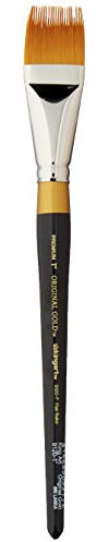 KINGART Premium Original Gold 9120-1 RAKE Series Artist Brush, Golden Taklon Synthetic Hair, Short Handle, for Acrylic, Watercolor, Oil and Gouache Painting, Size 1