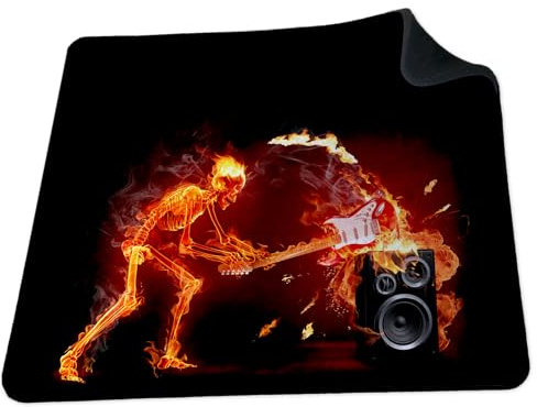 ShopQuality4U Skeleton Rock Music Fire Guitar Art soft 5mm Rubber PC Mouse Pad Mat - For Gaming Home or Office