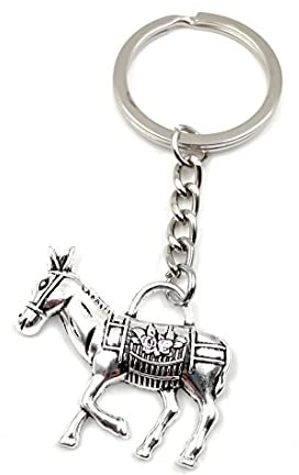 Onwomania - Last Esel Tier Pferd Schlüsselanhänger - Metall Glücksbringer ideal als Geschenk z.B. für den besten Freund, die beste Freundin, Mama - Für Männer, Frauen & Kinder