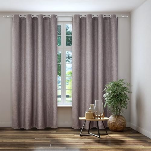 Kutti Vorhang Gardine Thermo Ösenschal Dimout braun Blickdicht Verdunkelung Breite 140 cm x Höhe 245 cm (1 Stück)