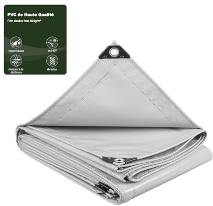 Laneetal Lona Impermeable Exterior 2x3m 500 g/m² Lona de Protección Toldo Reforzado PVC con Ojales, Duradera Resistente a Desgarros para Protección Terrazas Muebles Jardín Coche,Gris