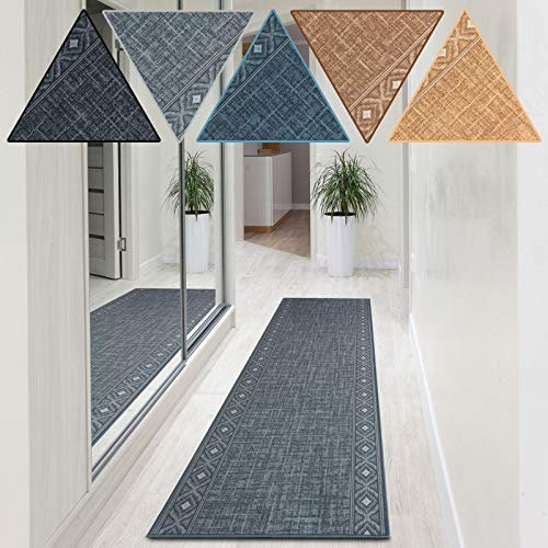 casa pura Teppich Läufer Sarah | Melierter Design Teppichläufer mit Bordüre | Rutschfester Rücken | für Wohnzimmer, Flur, Küche | Kurzflor Meterware in 5 Farben (Anthrazit, 67x100 cm)