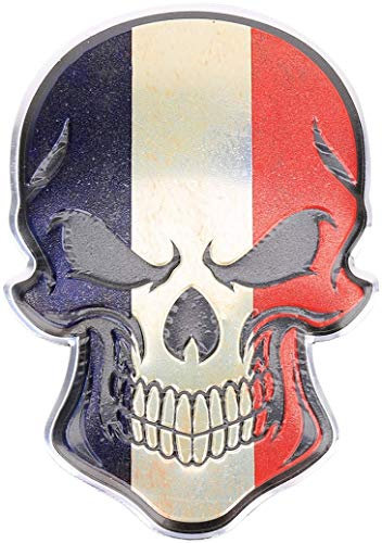 3D Metall Skull Totenkopf Sticker Logo Emblem Badge Auto Aufkleber Frankreich France