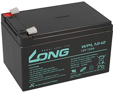 Kung Long 12V 12Ah WPL12-12, Bleiakku Batterie, geeignet für Sicherheitstechnik, Brandmeldeanlagen, ELA-Anlagen, USV, Telekommunikation, Notstromanlagen (12Ah)