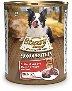 Stuzzy, Cibo Umido per Cani Adulti al Gusto Manzo Fresco, Preparato Monoproteico in Patè - Totale 4,8Kg (6 Lattine da 800G)
