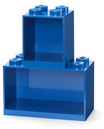 LEGO Brick Shelf Set - 2 pcs | Perfect LEGO Storage for Books, Toys, and Trinkets | Desk Organiser, Room Storage, and Stackable Storage Solution, Blue