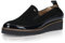 WOJAS Damen Loafers Lackleder und Veloursleder Damenschuhe Slipper Schlupfschuhe Lack Flach Plateau Sneaker – Schwarz, 46008-71, Gr. 41