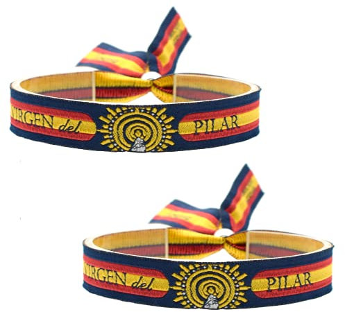 BDM Pulsera de hilo virgen del Pilar, bandera de España, para mujer y hombre. Unidades 2