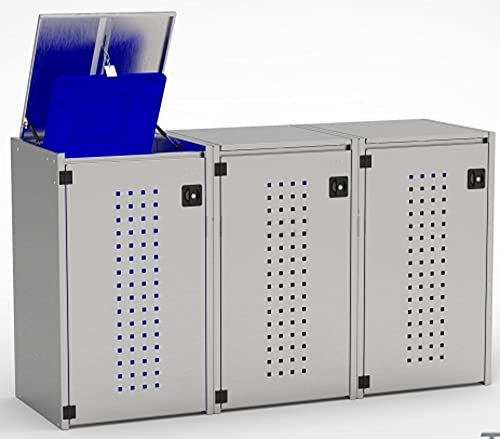 Mülltonnenbox 3x240L mit Kippdach aus Edelstahl, Mülltonnenhaus Mülltonnenverkleidung