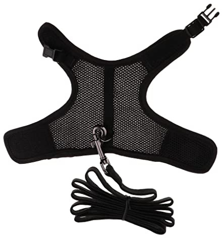 perfk Adjustable Ferret Harness/Baby Rabbit/Squirrel/Hamster Rat Mouse Leash Rope, Black M