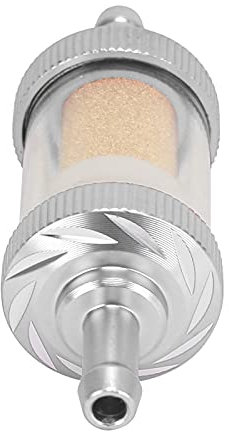 Motorrad-benzinfilter, Auto-Kraftstofffilter Carving Hitzebeständigkeit Motorrad-kraftstofffilter Universal Gasöl Flüssigkeitsfilter Benzinfilter für Motorräder Mit 6 Mm Durchmesser (Silber)