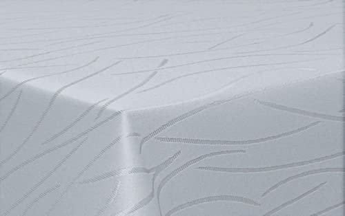 Tischdecke Decke Streifen Fleckversiegelt DAMAST in 12 und 5 Größen in TOP Qualität (160x220 cm oval, Hellgrau)