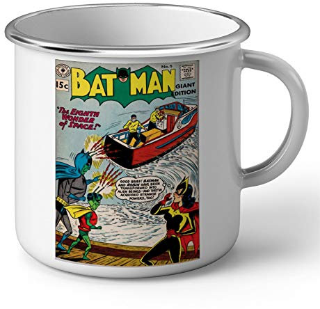 French Unicorn Mug Emaillé Metal Batman Super Héros Couverture BD Comics Vintage