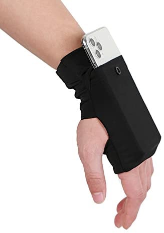 Sport-Handgelenktasche, tragbar, für Laufen, Geldbörse, Armband, Handgelenktasche für Damen und Herren, Handgelenktasche, Handyhülle, Unterarm-Armband, Handyhalterung für Karten, Schwarz, S