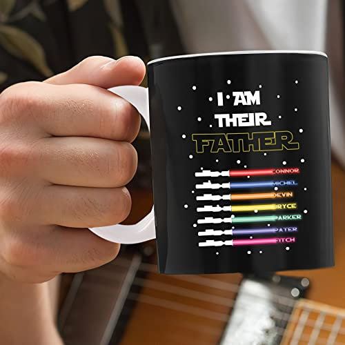 Smile lab Fathers Day Mugs Personalised I AM Their Father Mug Light Saber Coffee Mug Customised 1-7 Child Names Dad Cup Fathers Day Birthday Christmas Gifts for Dad Daddy Papa Grandpa