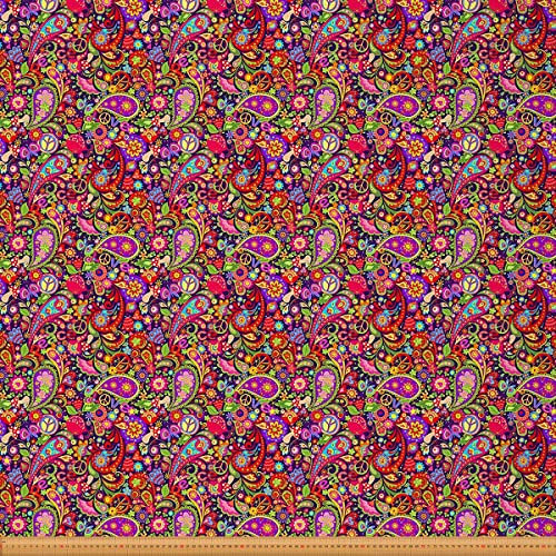Mandala Stoff Meterware Paisley Möbelstoff Bohemian Boho Chic Blumen Dekostoff Bunter Batik Trippy Hippie Zigeuner Stil Stoff Zum Quilten Nähen Kleidung Diy, 92 x 150 (HxB), Bunt