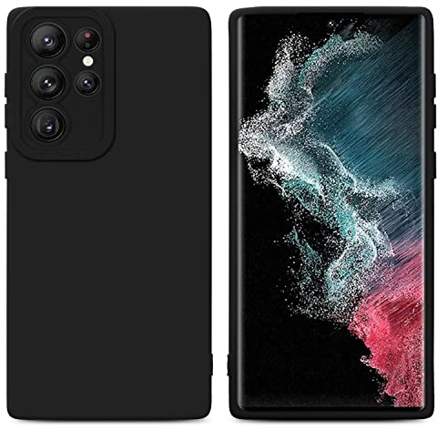 Cadorabo Hülle kompatibel mit Samsung Galaxy S22 Ultra Schutzhülle TPU Silikon Case Liquid Design mit Kameraschutz Slim Kratzfest Gummi mit Rundumschutz Case Hülle für Galaxy S22 Ultra in Schwarz